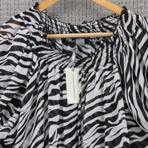 isabella Rodriguez Blouse Top Women XL Multicolor Short Sleeve Zebra Pattern NWT - Picture 5 of 9
